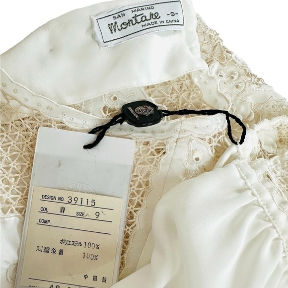 NWT Vintage Women Blouse Montare Crochet Lace Shirt Long Sleeve Button Back Top - Picture 8 of 8